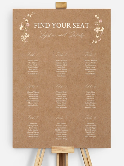 Sitzplan Plakat Monogram Bloom