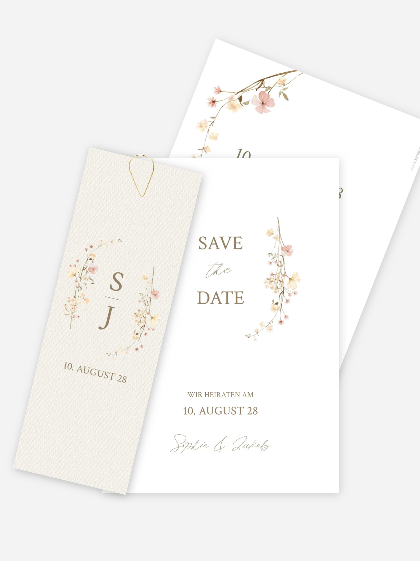 Save-the-Date Karte Monogram Bloom