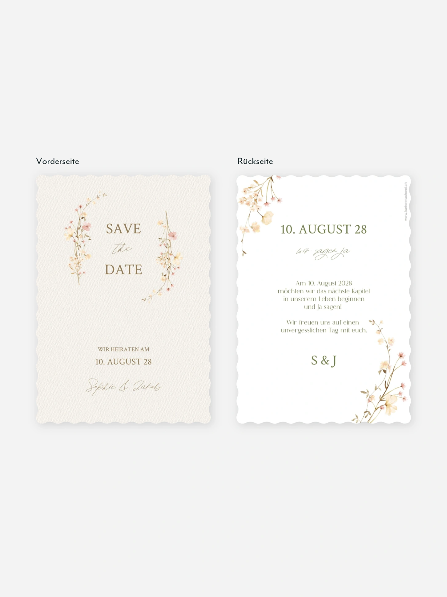Save-the-Date Karte Monogram Bloom