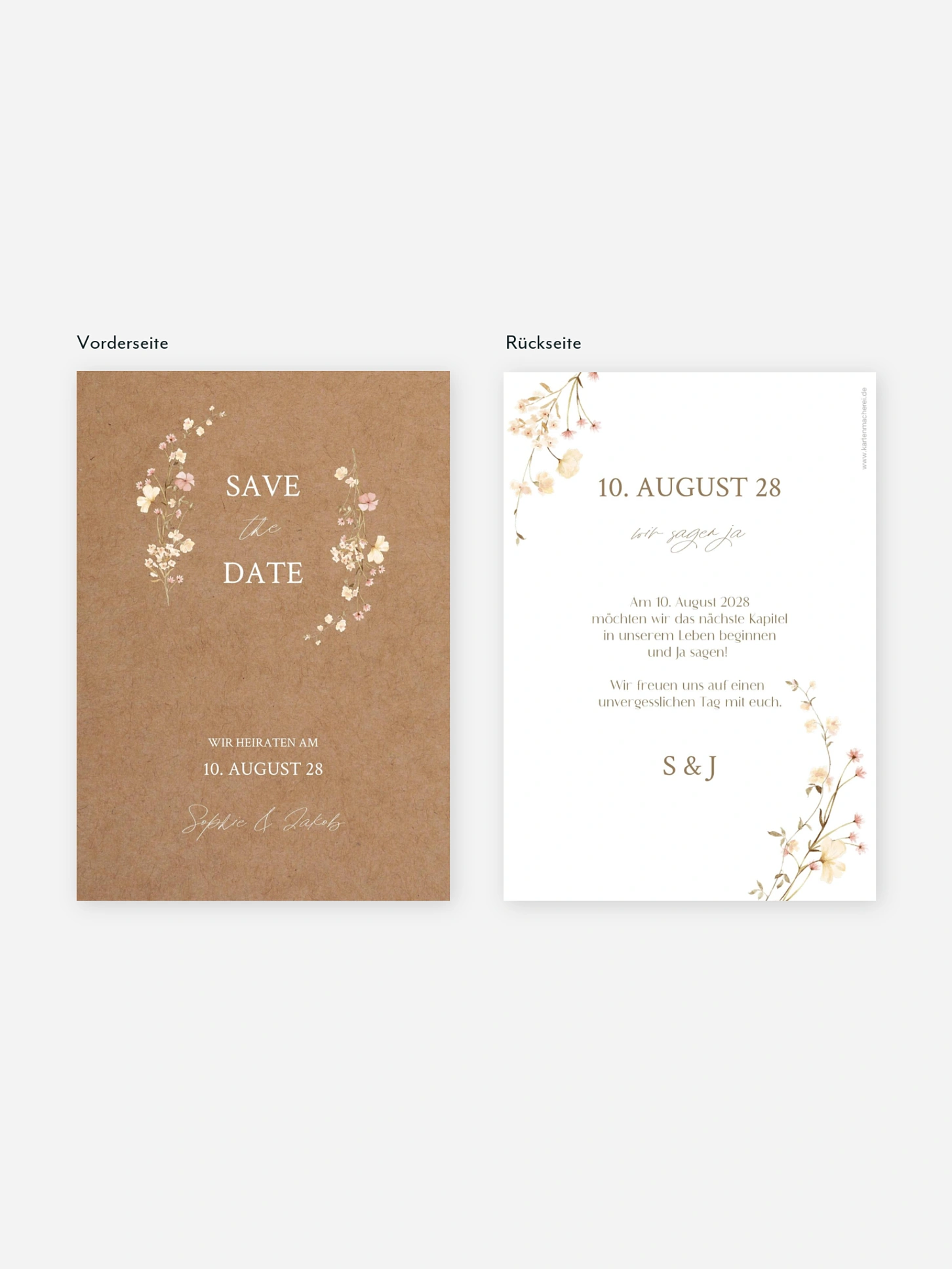 Save-the-Date Karte Monogram Bloom