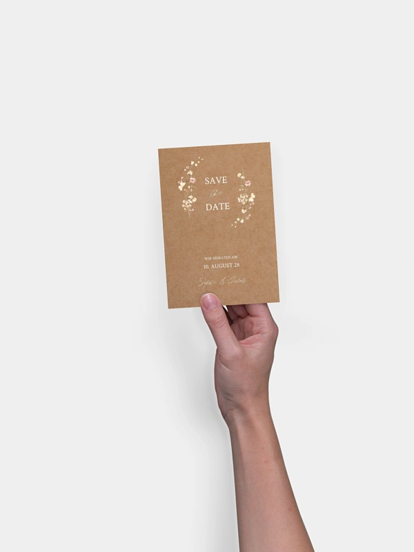 Save-the-Date Karte Monogram Bloom