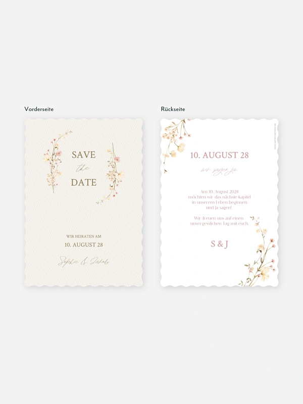 Save-the-Date Karte Monogram Bloom