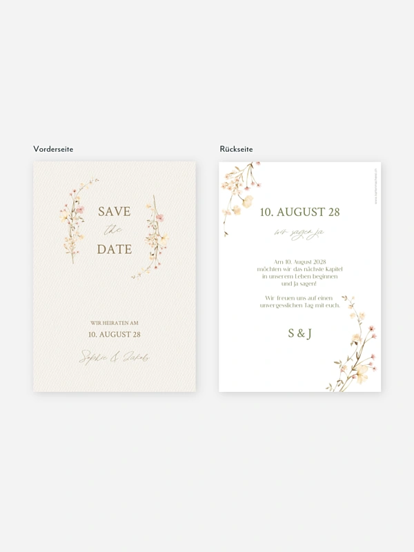 Save-the-Date Karte Monogram Bloom