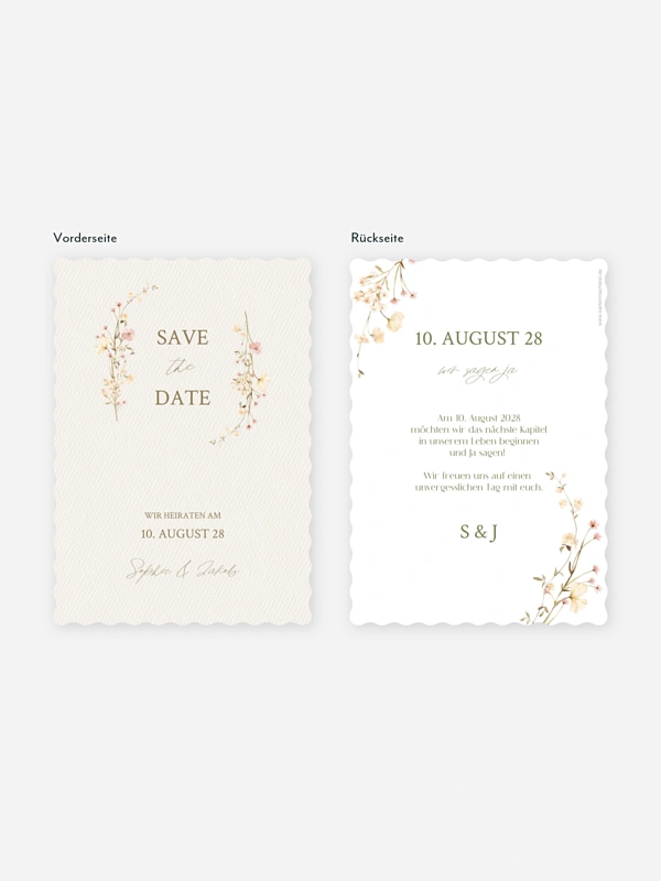 Save-the-Date Karte Monogram Bloom