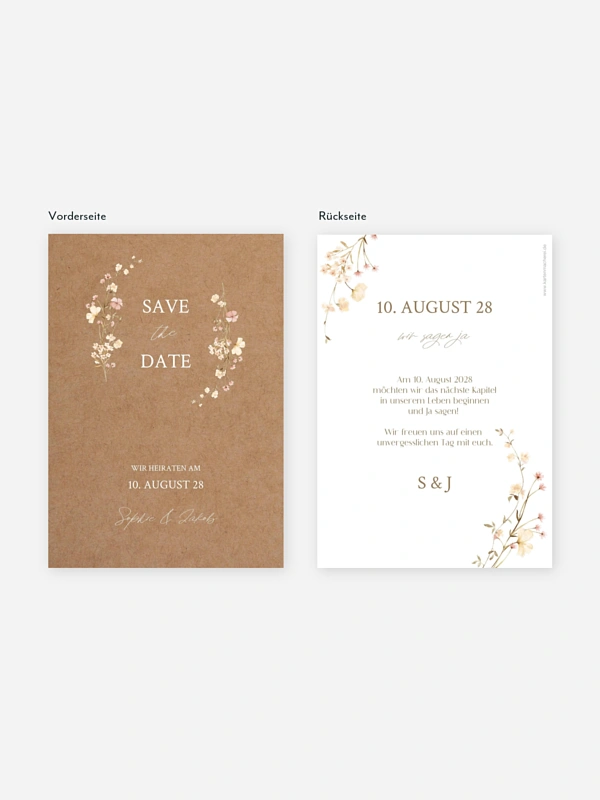Save-the-Date Karte Monogram Bloom