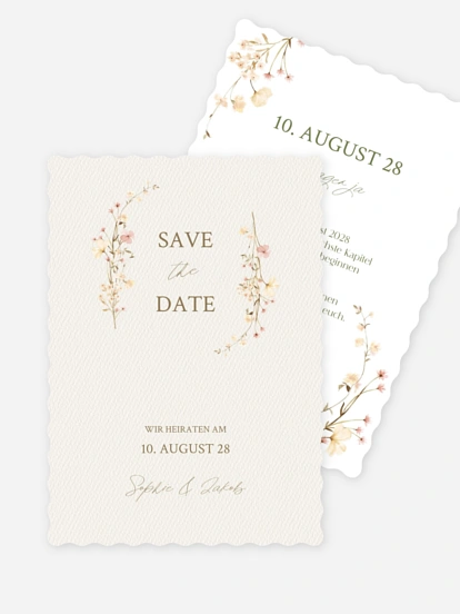 Save-the-Date Karte Monogram Bloom