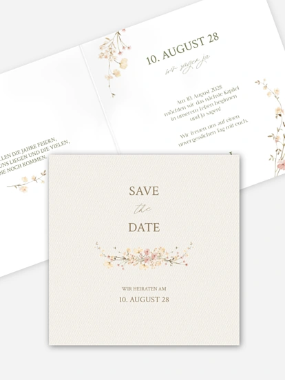 Save-the-Date Karte Monogram Bloom