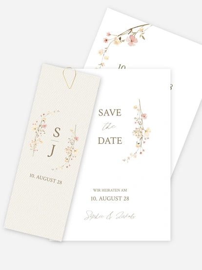 Save-the-Date Karte Monogram Bloom