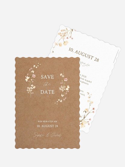 Save-the-Date Karte Monogram Bloom