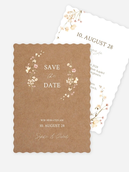 Save-the-Date Karte Monogram Bloom