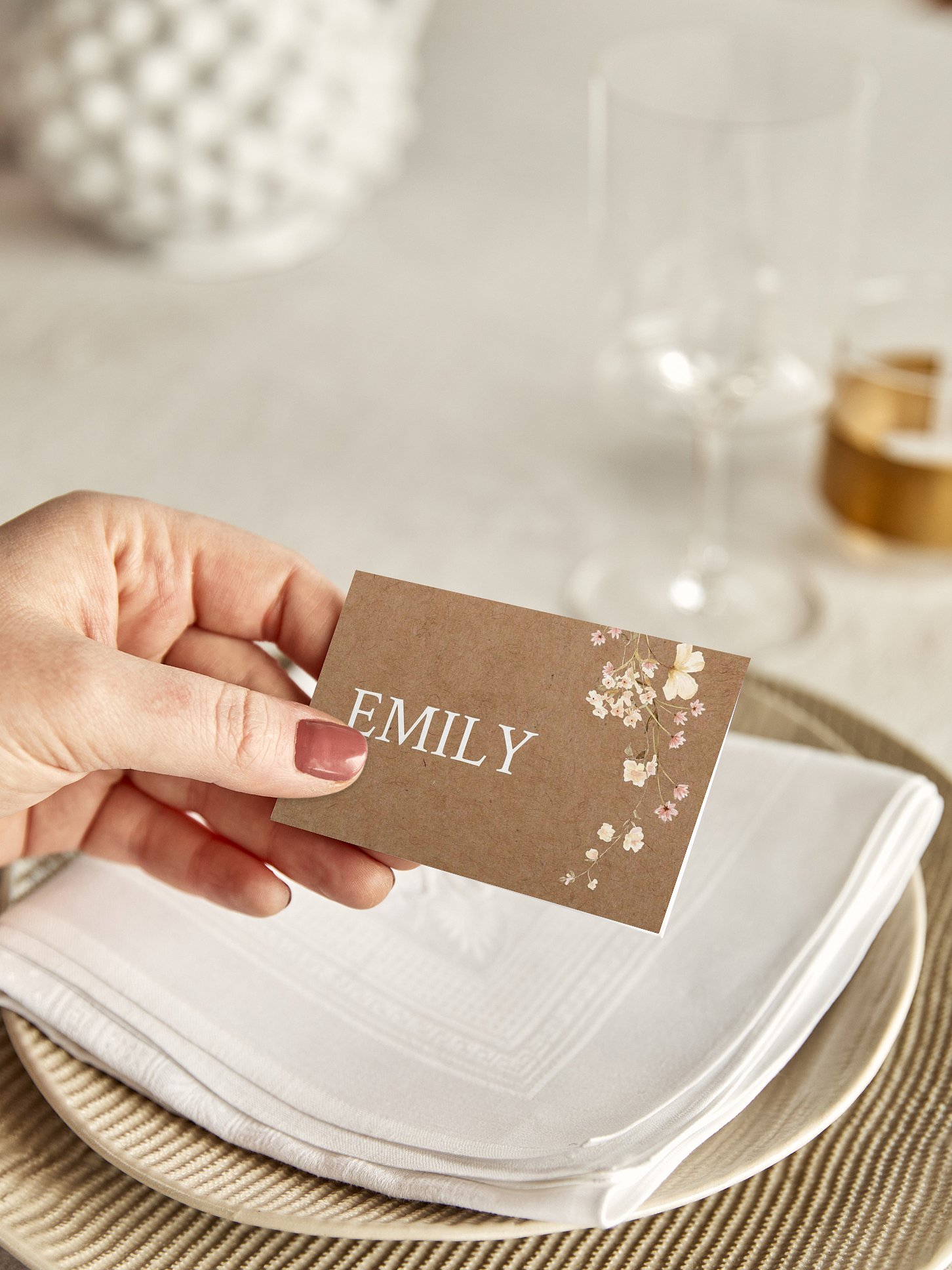 Tischkarte Hochzeit Monogram Bloom
