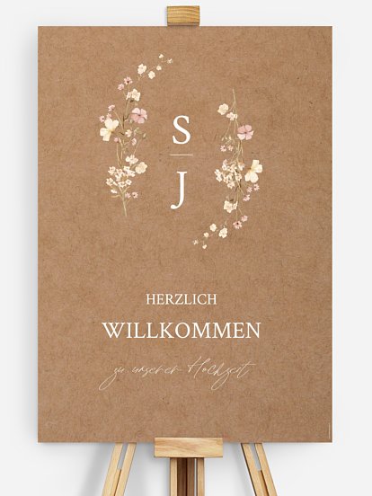 Willkommensschild Monogram Bloom