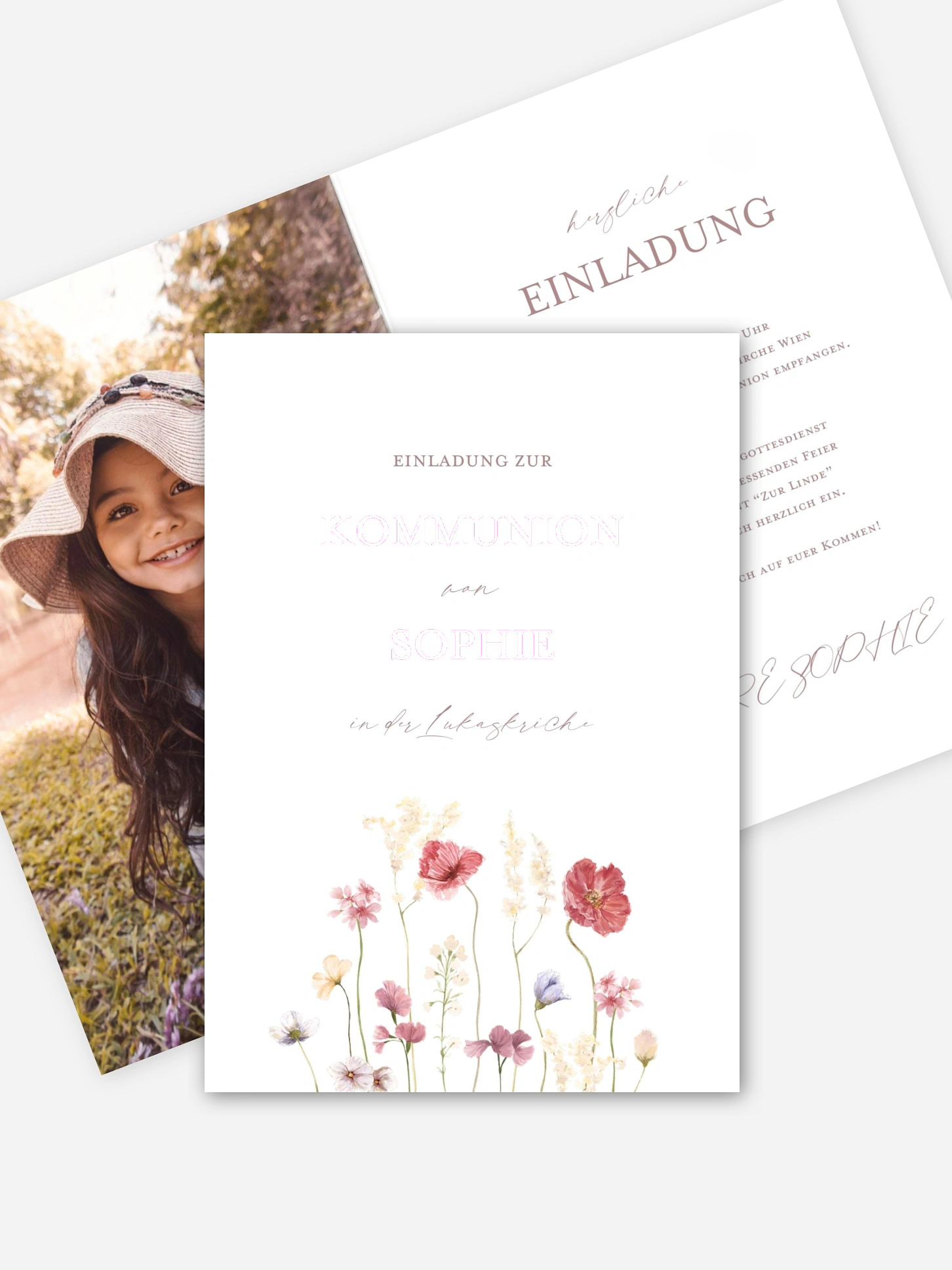 Kommunionseinladung Les Fleurs