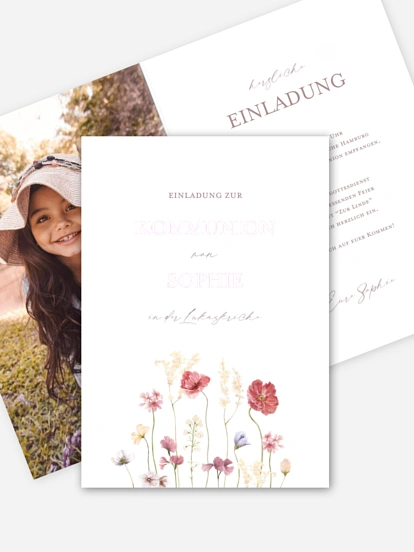 Kommunionseinladung Les Fleurs