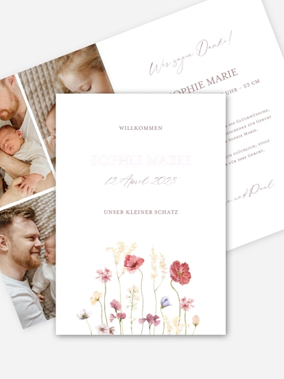 Geburtskarte Les Fleurs