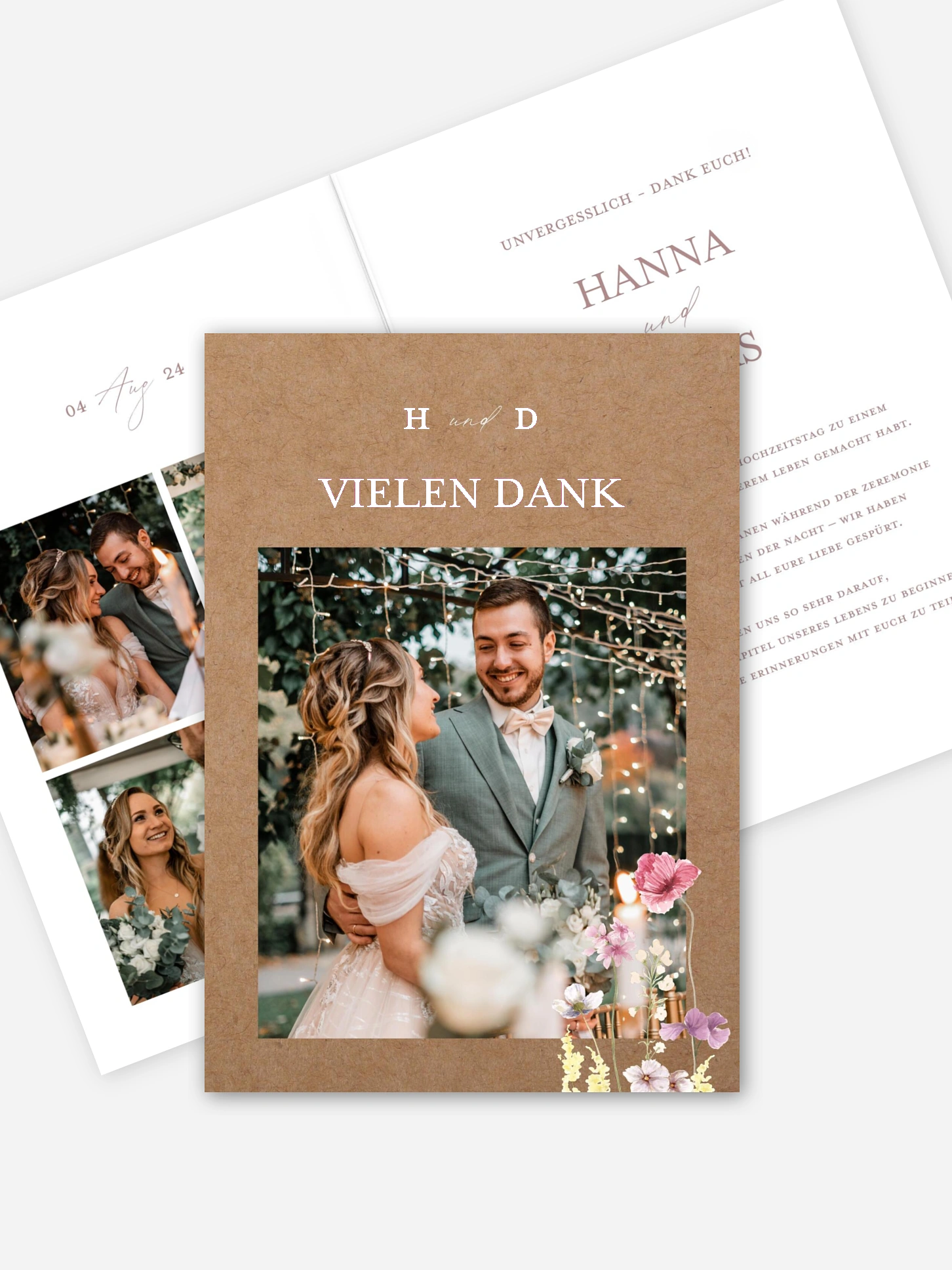 Dankeskarte Hochzeit Les Fleurs