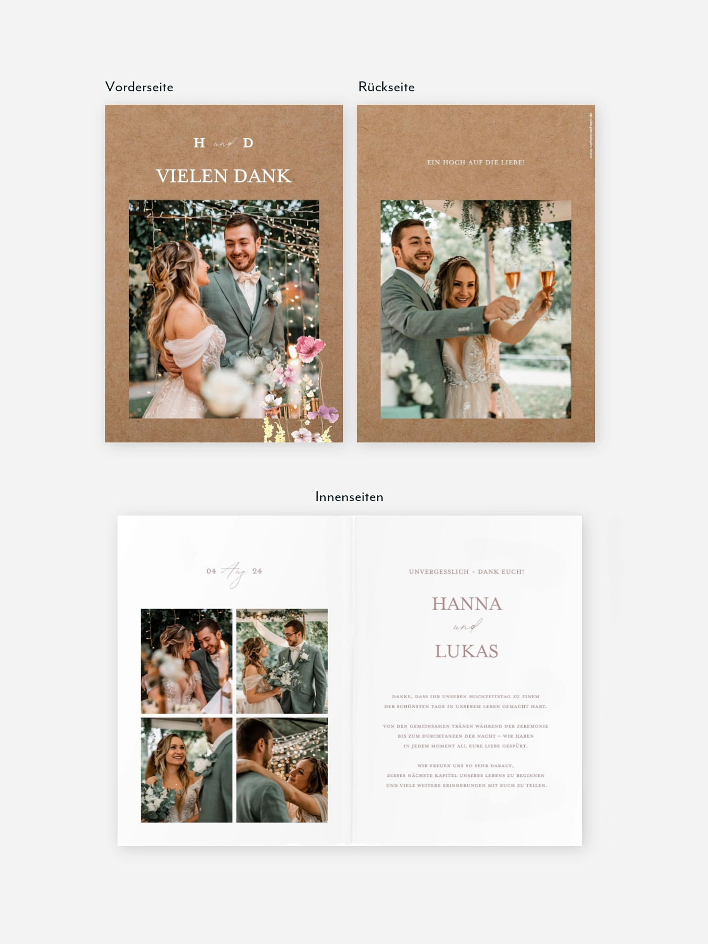 Dankeskarte Hochzeit Les Fleurs