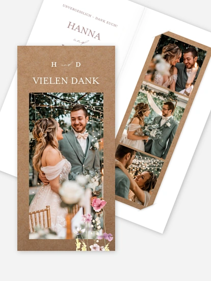Dankeskarte Hochzeit Les Fleurs