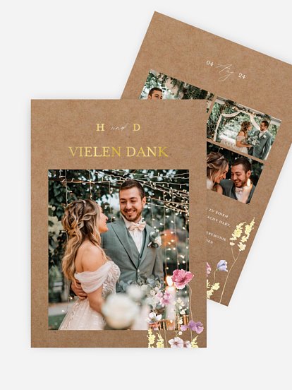 Dankeskarte Hochzeit Les Fleurs