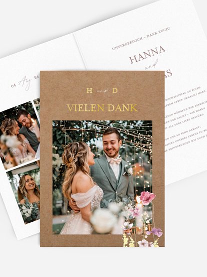Dankeskarte Hochzeit Les Fleurs