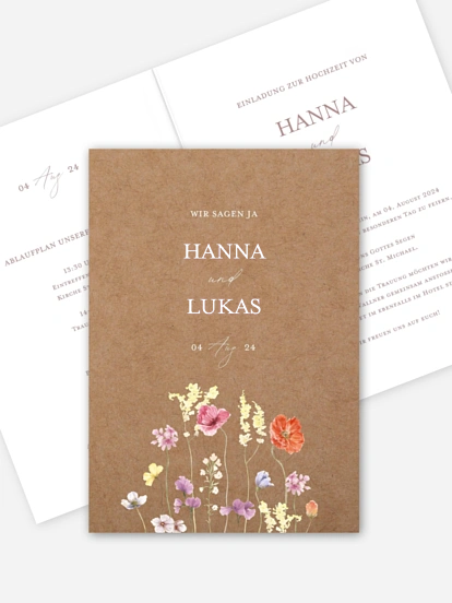 Hochzeitseinladung Les Fleurs