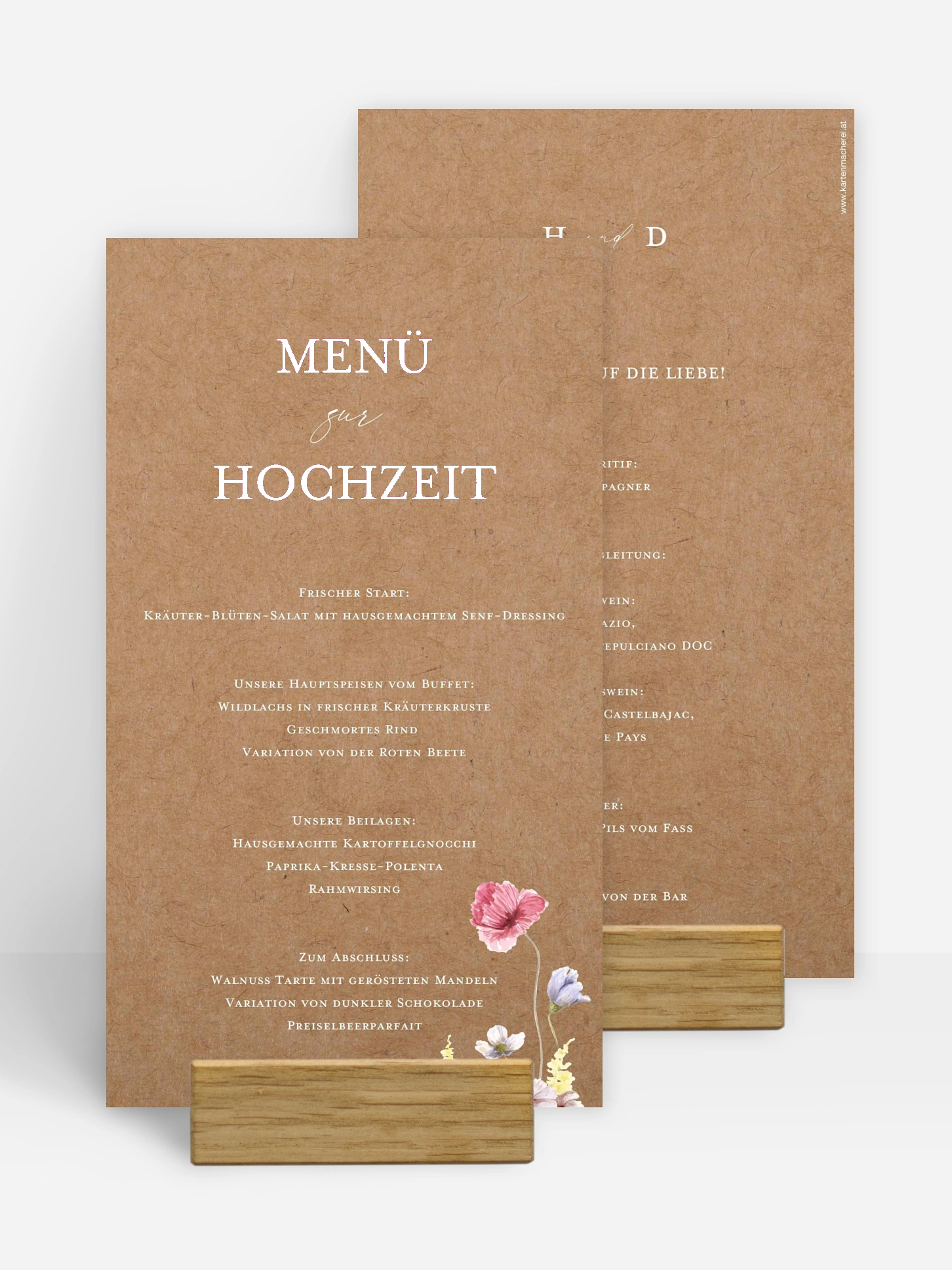 Menükarte Hochzeit Les Fleurs