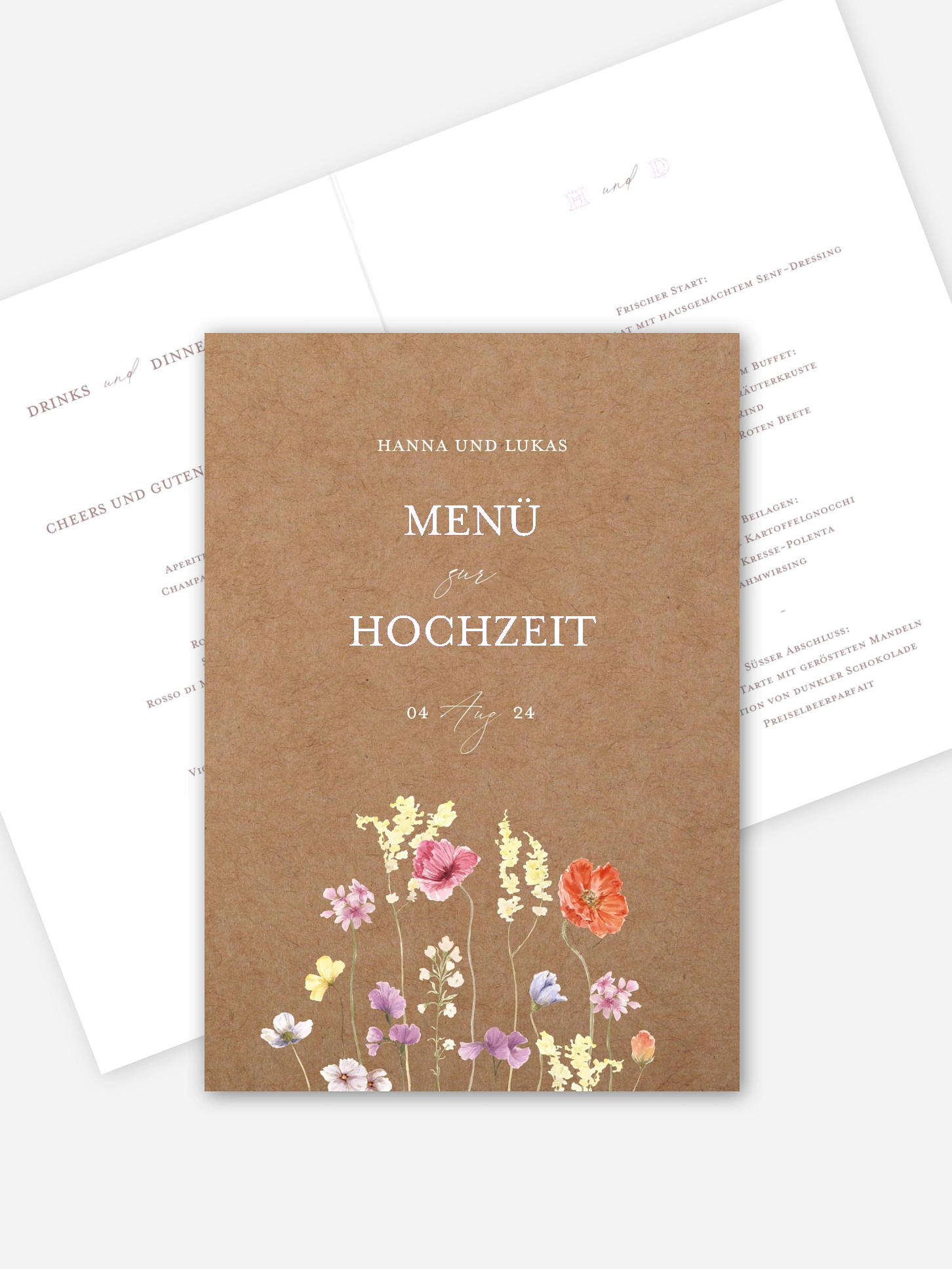 Menükarte Hochzeit Les Fleurs