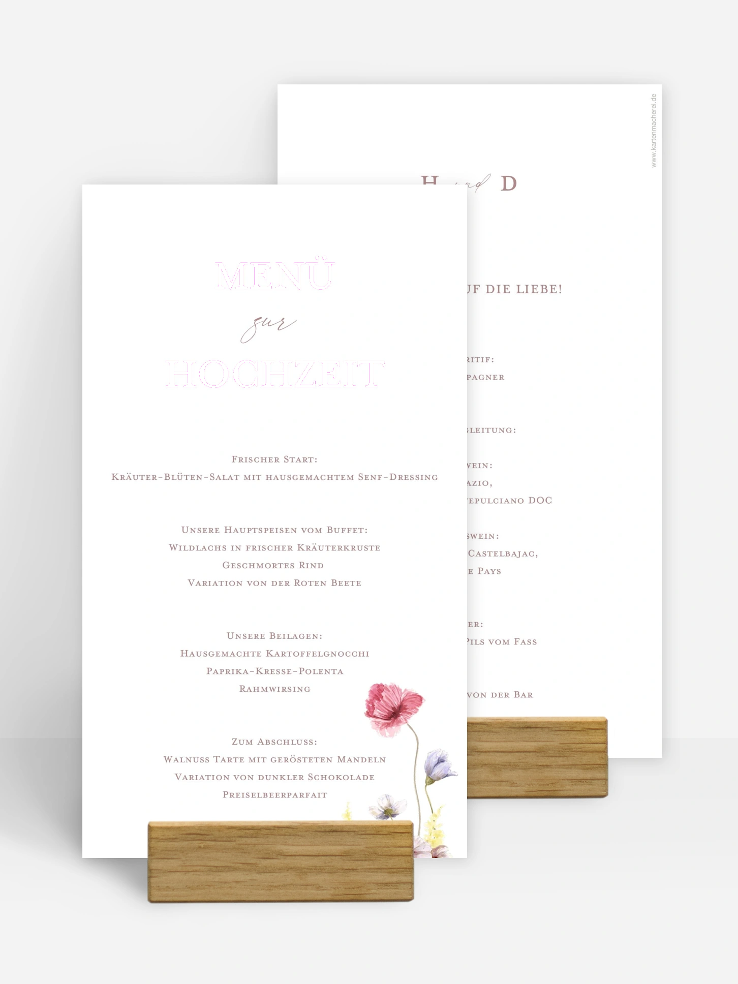 Menükarte Hochzeit Les Fleurs