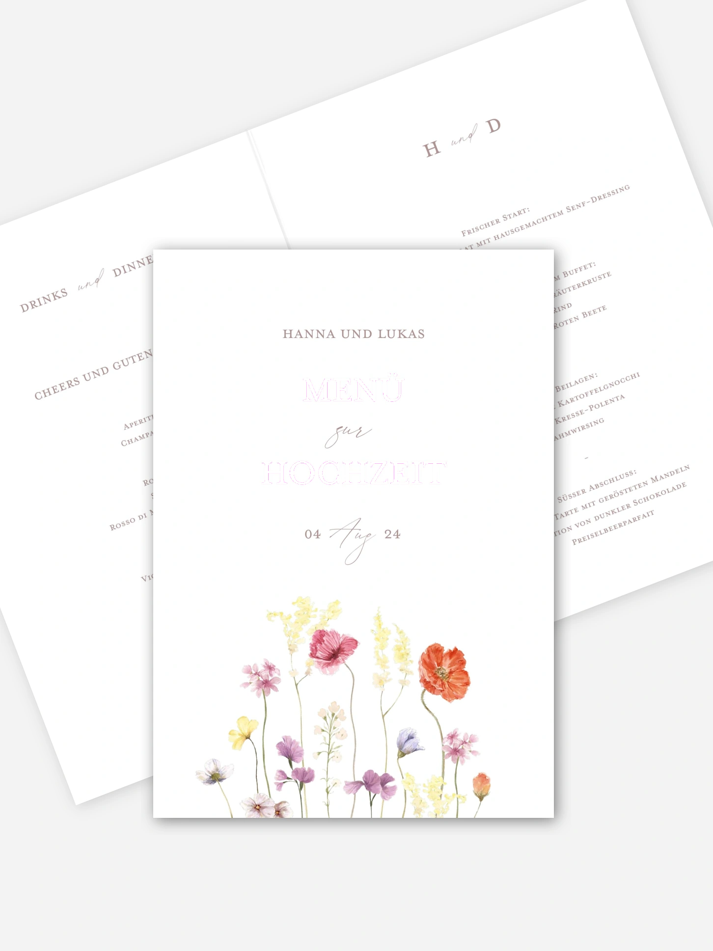 Menükarte Hochzeit Les Fleurs