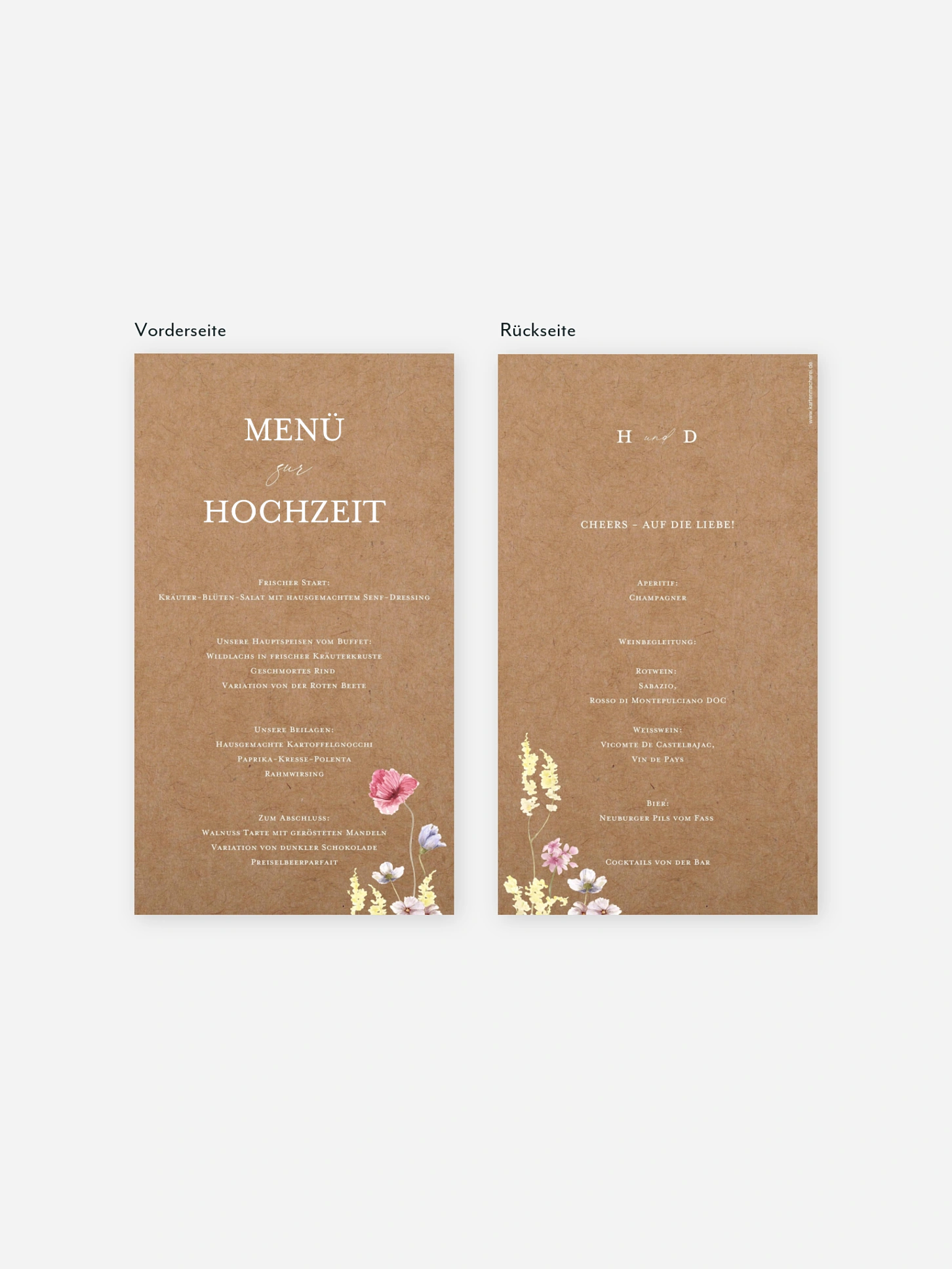 Menükarte Hochzeit Les Fleurs