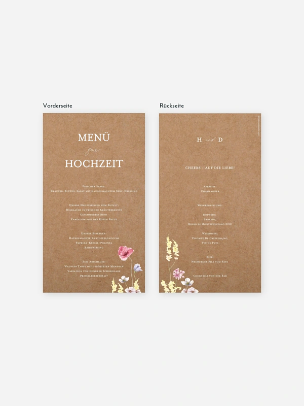 Menükarte Hochzeit Les Fleurs
