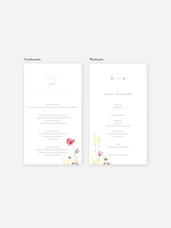 Menükarte Hochzeit Les Fleurs