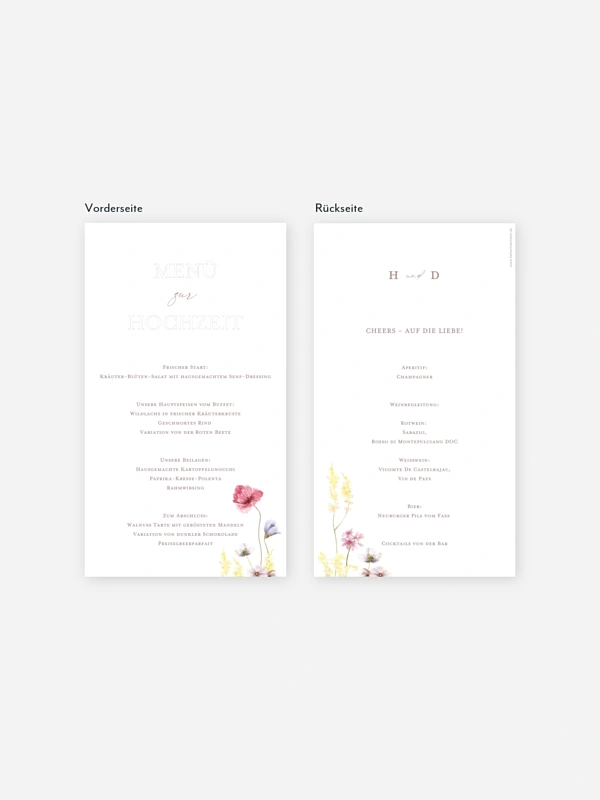 Menükarte Hochzeit Les Fleurs