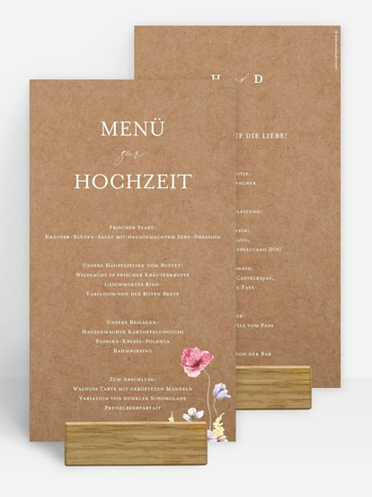 Menükarte Hochzeit Les Fleurs