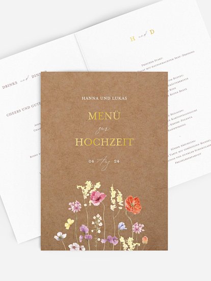 Menükarte Hochzeit Les Fleurs