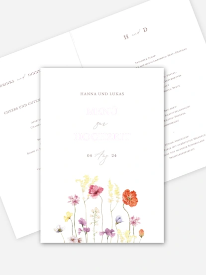 Menükarte Hochzeit Les Fleurs