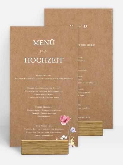 Menükarte Hochzeit Les Fleurs