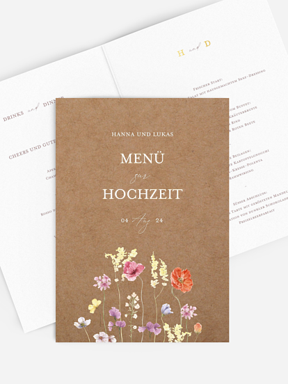 Menükarte Hochzeit Les Fleurs
