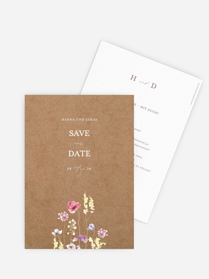 Save-the-Date Karte Les Fleurs