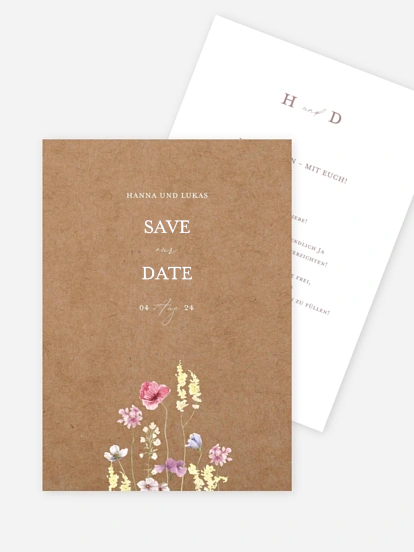 Save-the-Date Karte Les Fleurs
