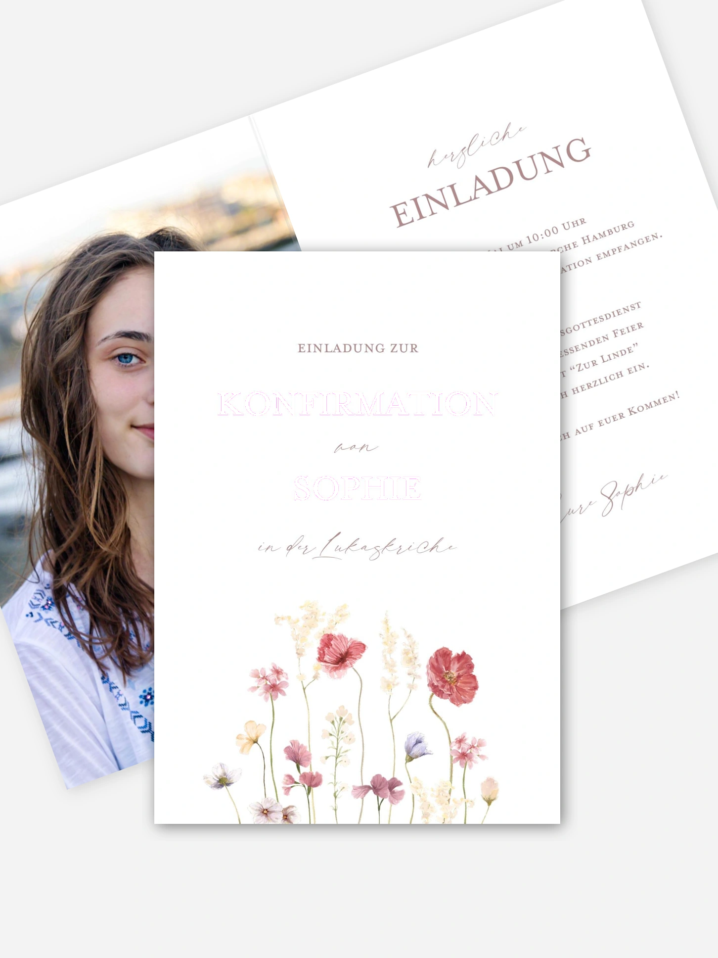 Konfirmationseinladung Les Fleurs