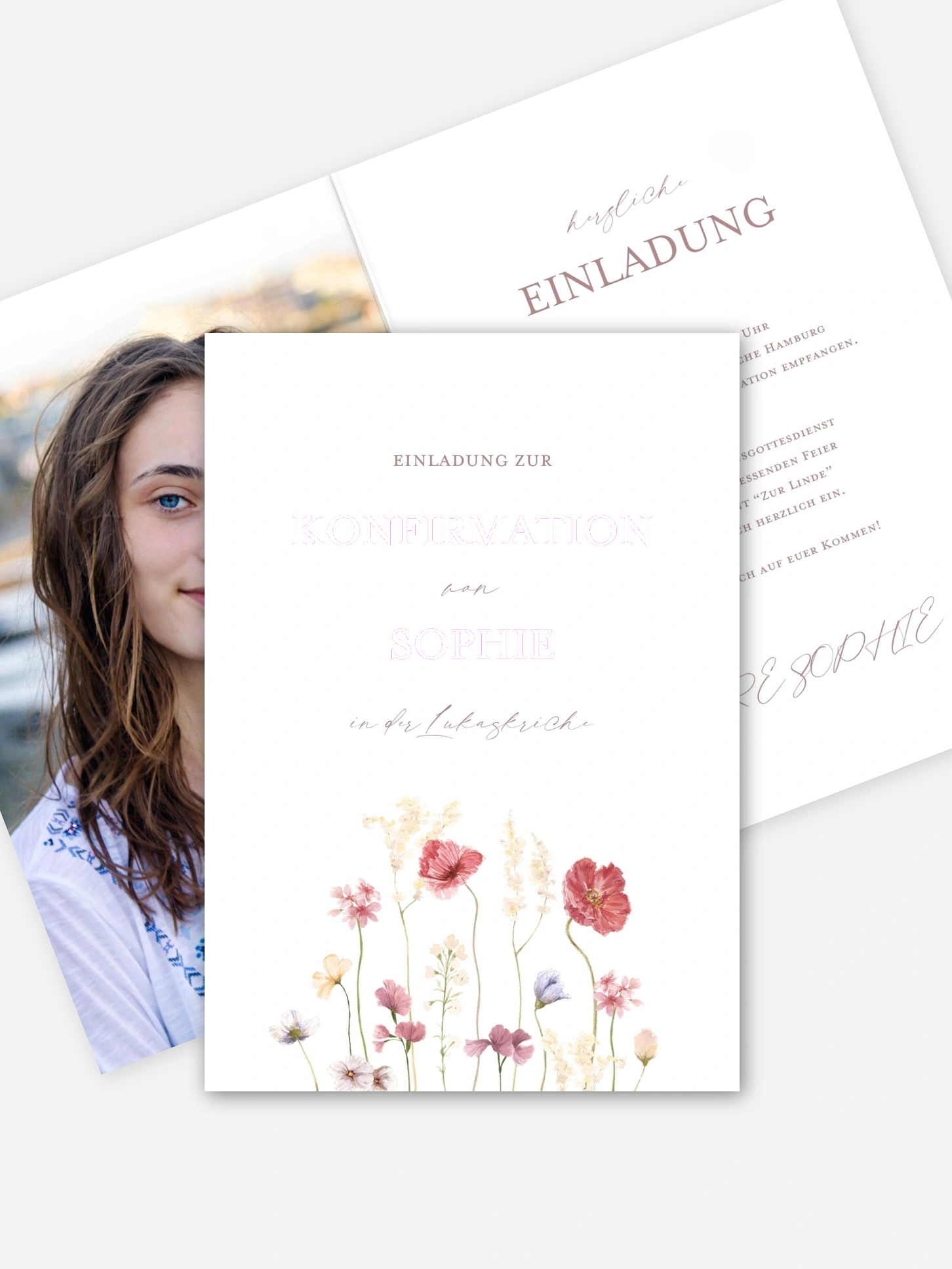 Konfirmationseinladung Les Fleurs