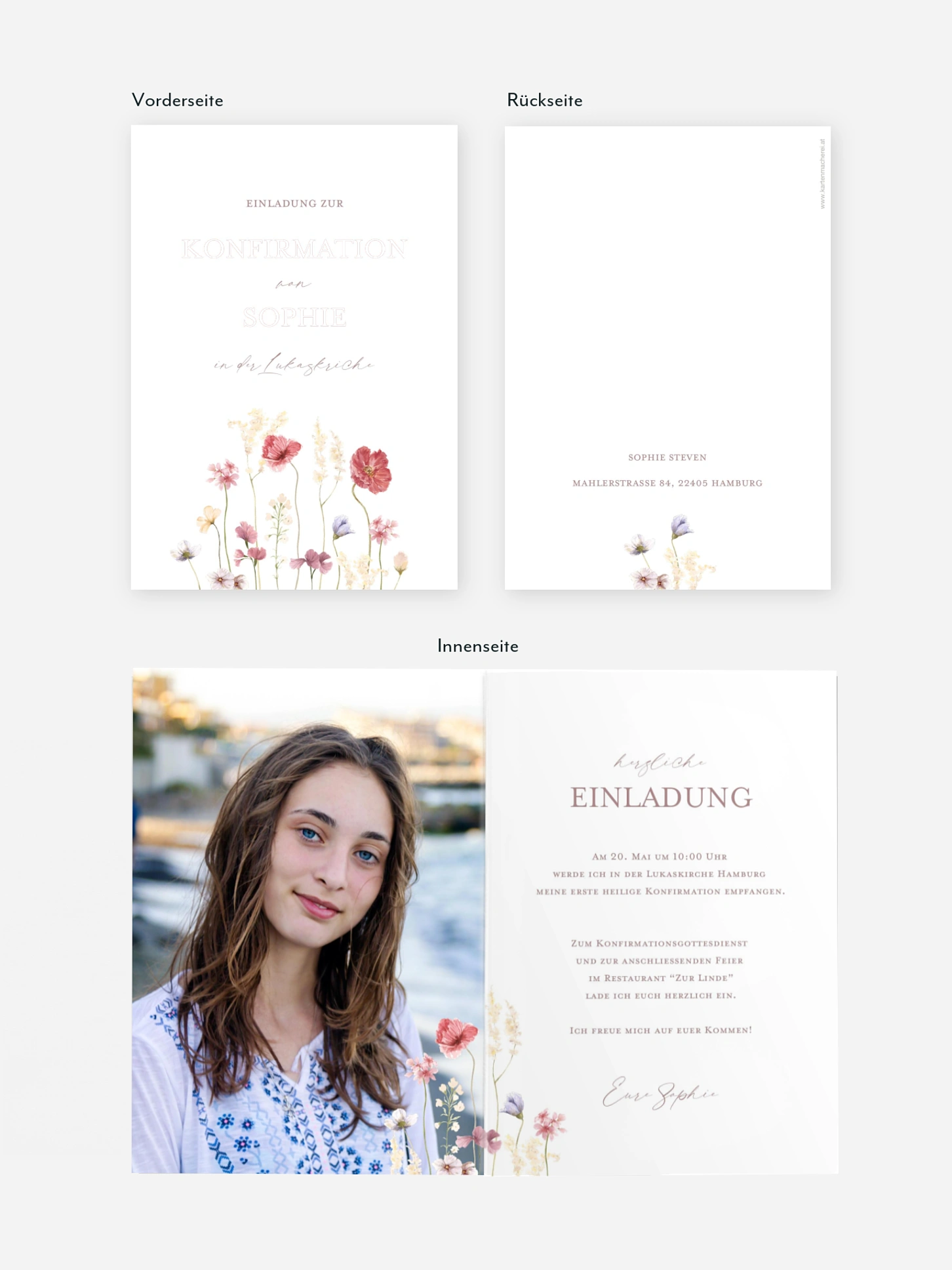 Konfirmationseinladung Les Fleurs