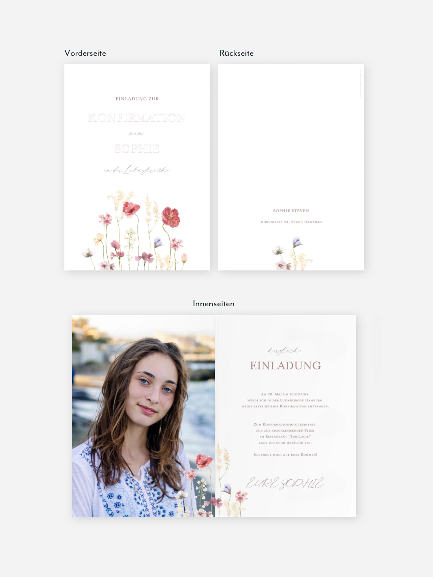 Konfirmationseinladung Les Fleurs