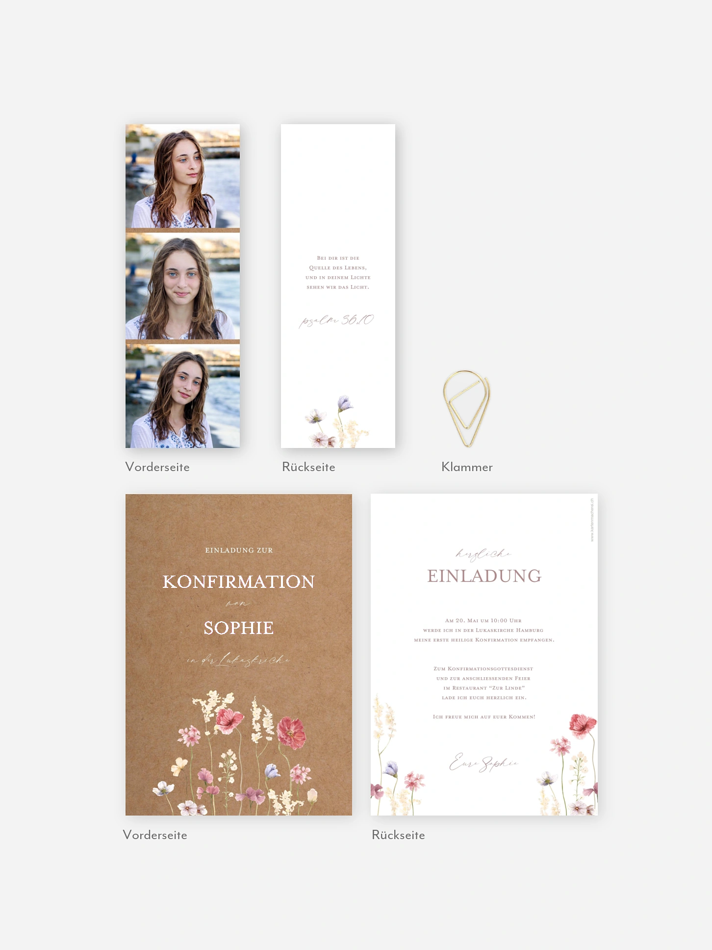 Konfirmationseinladung Les Fleurs