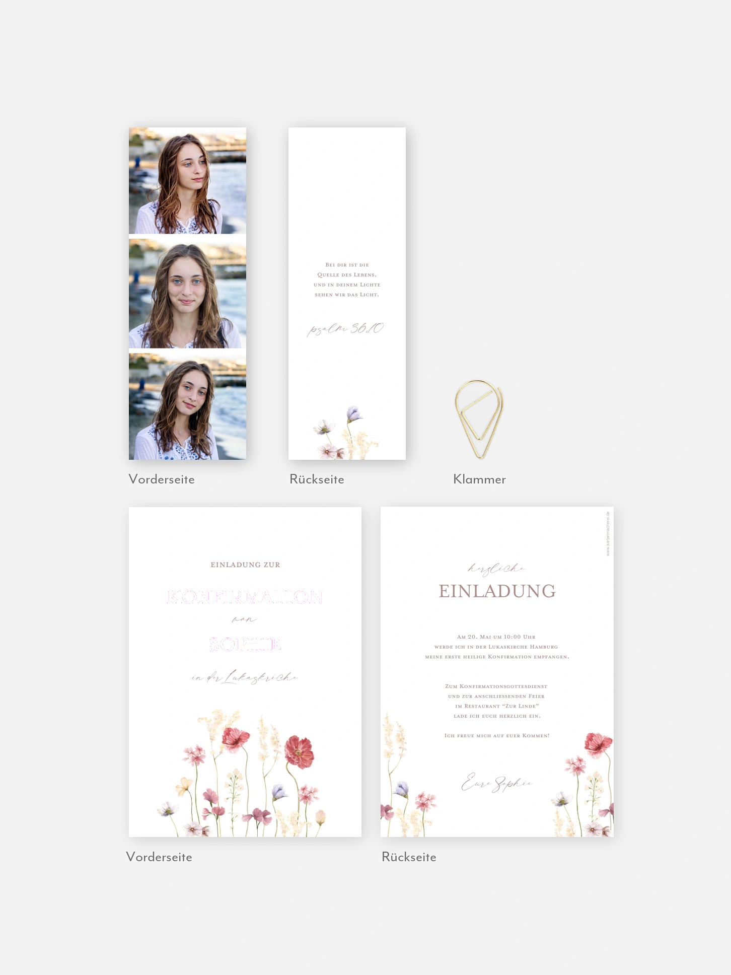 Konfirmationseinladung Les Fleurs
