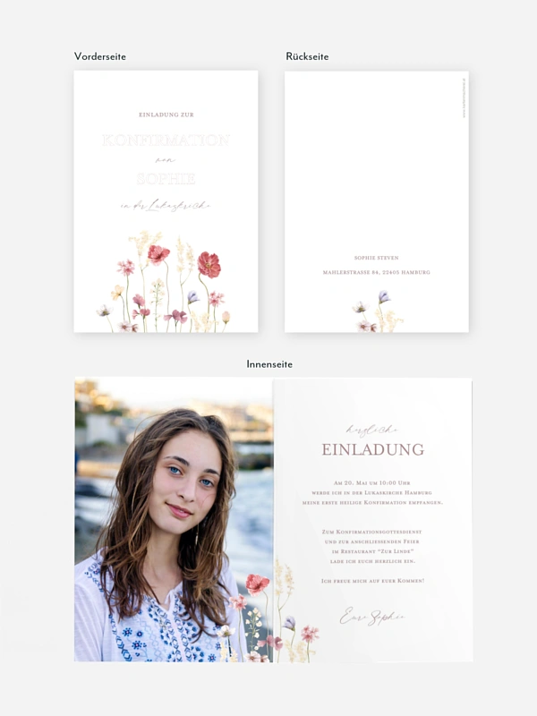 Konfirmationseinladung Les Fleurs