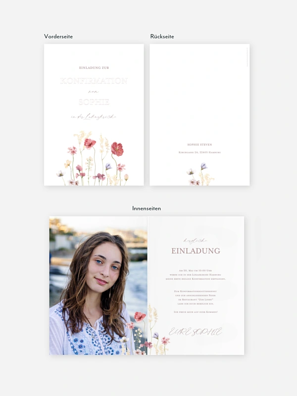 Konfirmationseinladung Les Fleurs