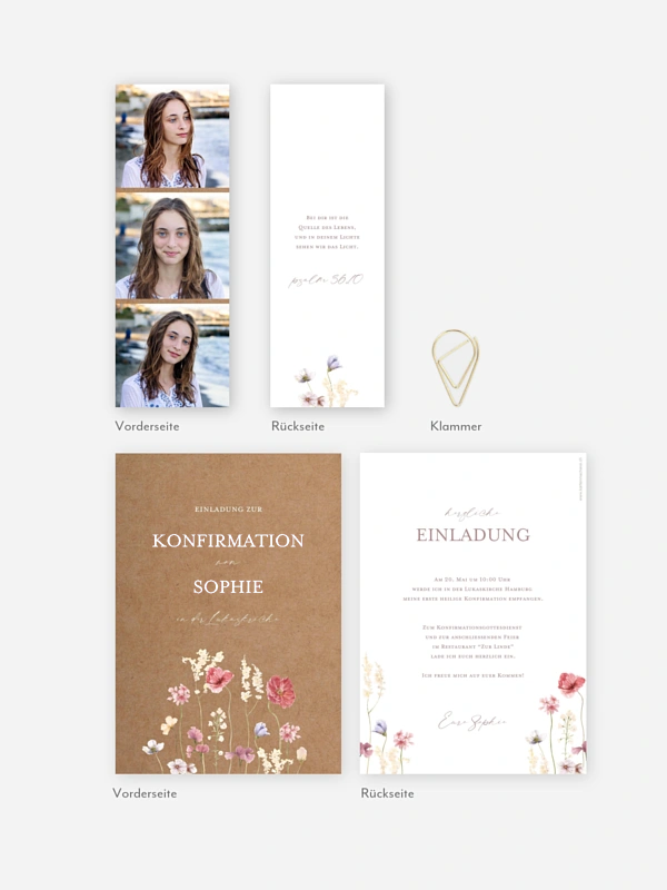 Konfirmationseinladung Les Fleurs