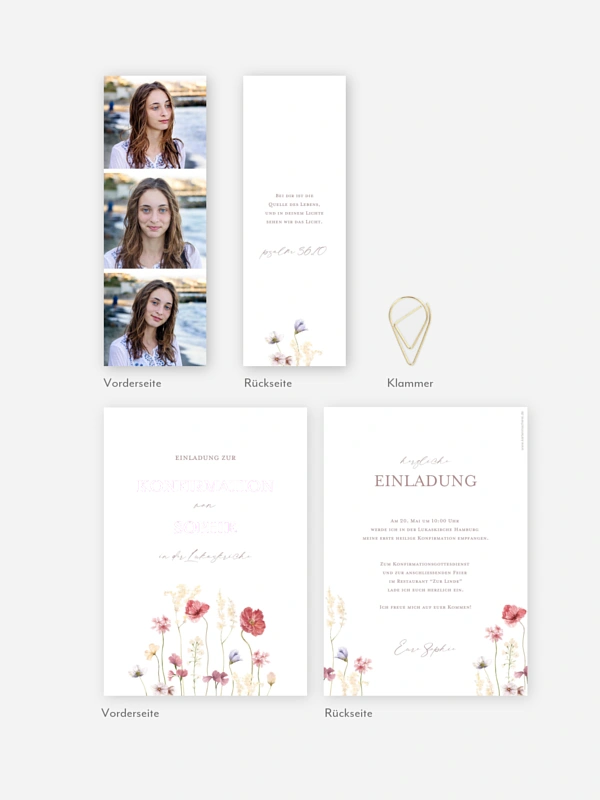 Konfirmationseinladung Les Fleurs